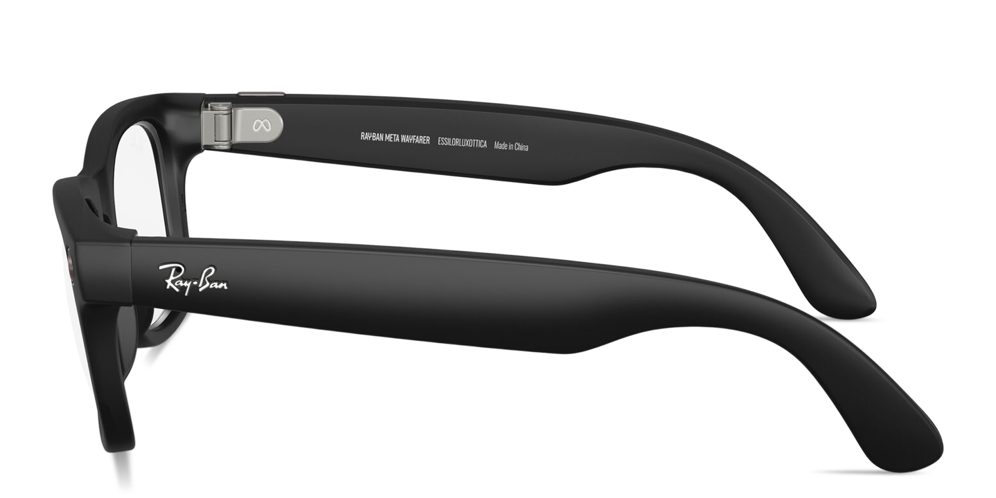 تسوق نظارات طبية ميتا وايفارير بإطار مربّع للجنسين بعدسات الضوء الأزرق البنفسجي راي بان بلون أسود لامع أونلاين.