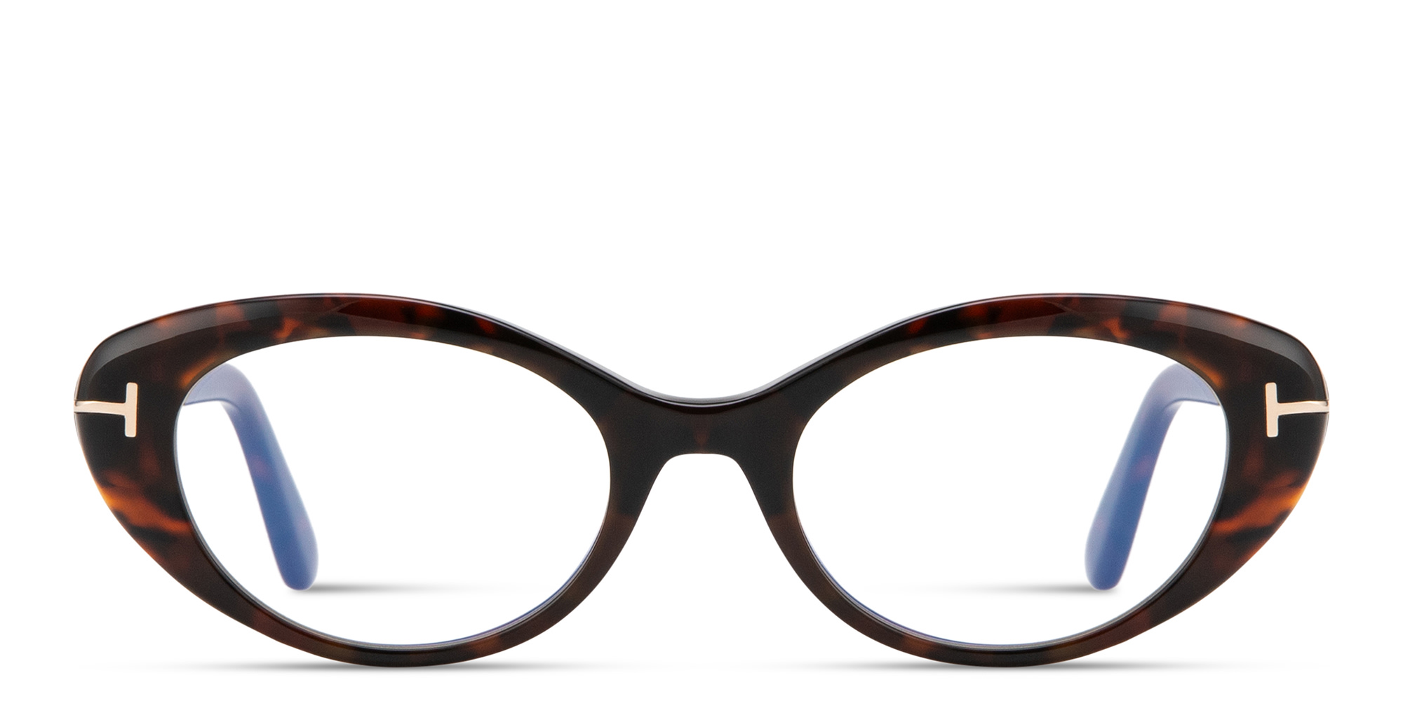 Shop TOM FORD T Logo Oval Eyeglasses in Havana online.