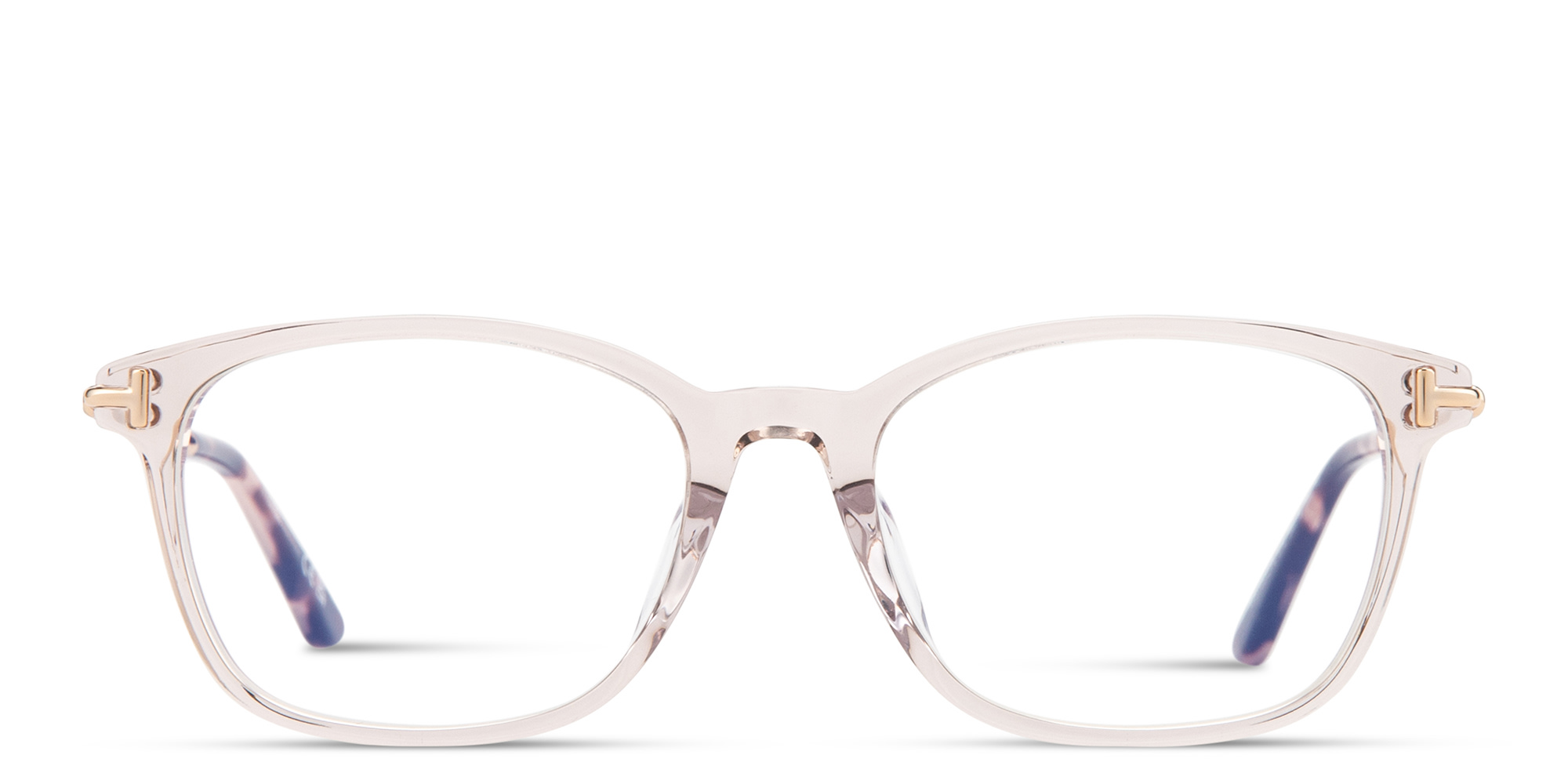 Shop TOM FORD T Logo Unisex Square Eyeglasses in Transparent Light Pink online.