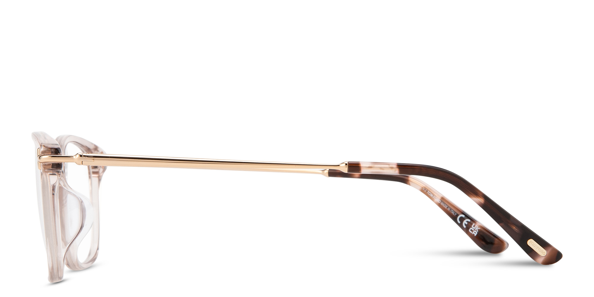 Shop TOM FORD T Logo Unisex Square Eyeglasses in Transparent Light Pink online.