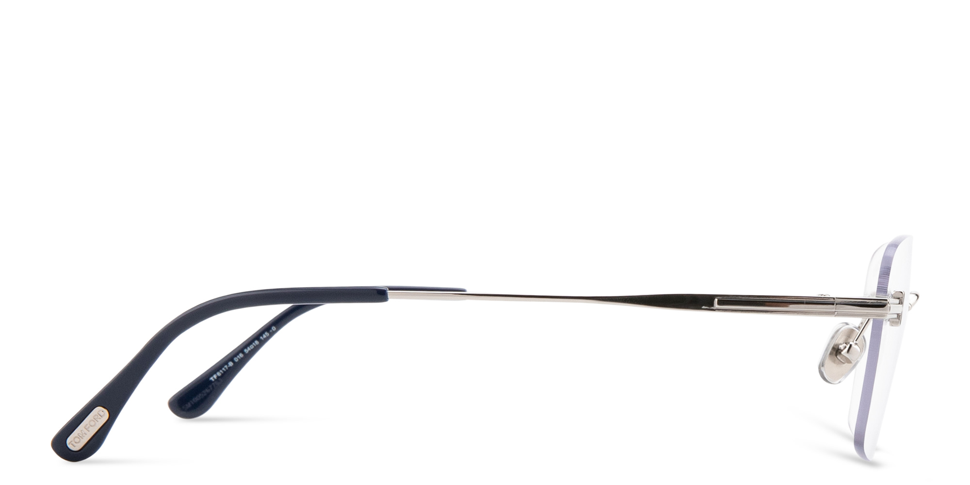 Shop TOM FORD T Logo Unisex Rimless Rectangle Eyeglasses in Silver online.