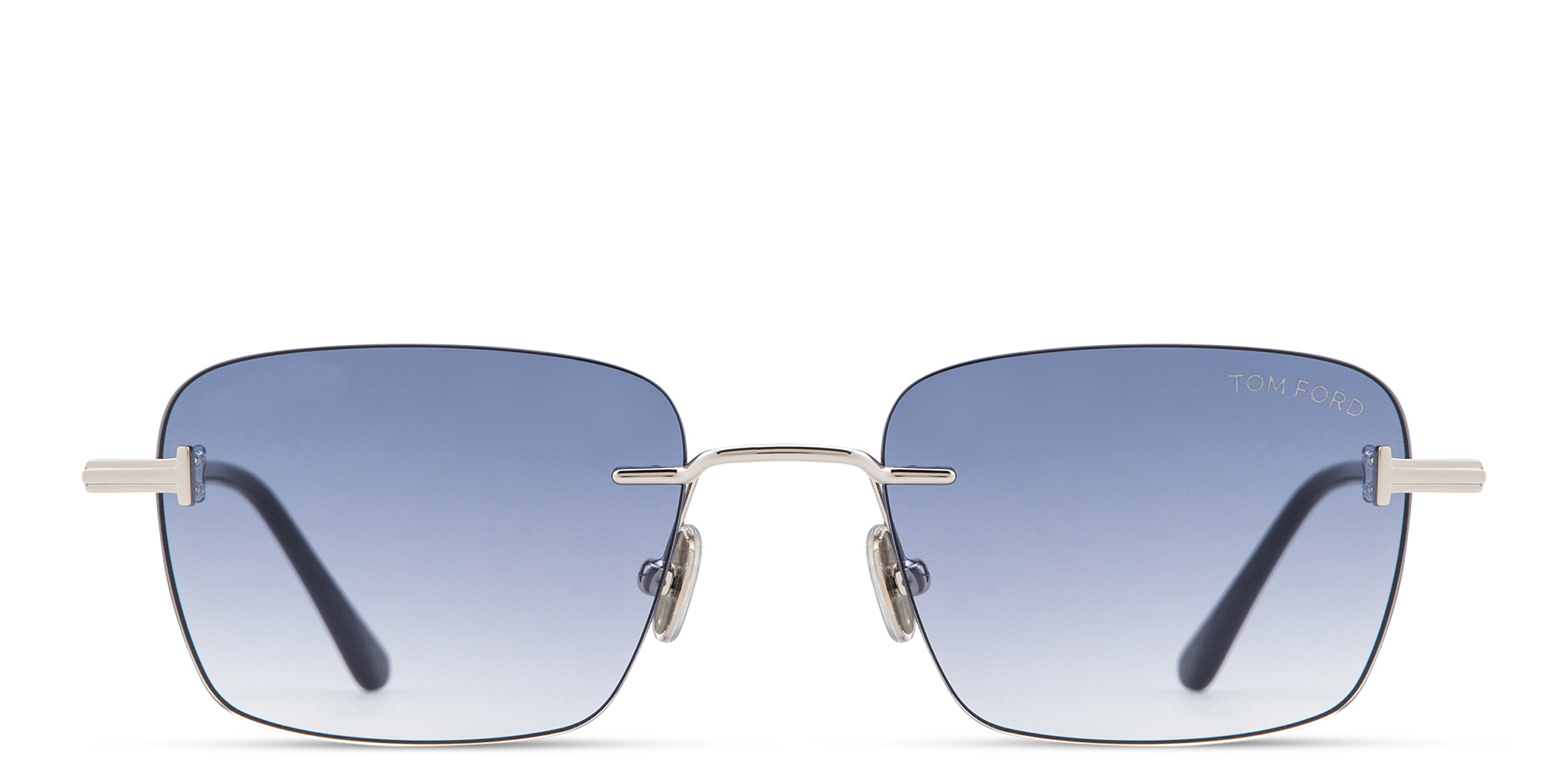 Shop TOM FORD Jake Unisex Rimless Rectangle Sunglasses in Palladium online.