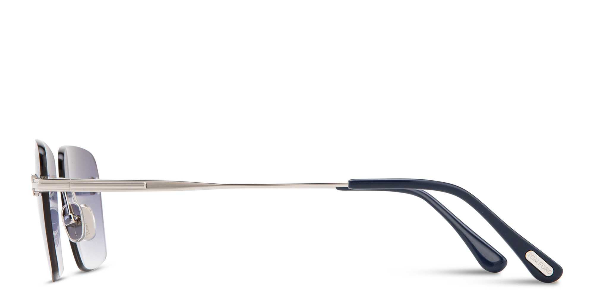 Shop TOM FORD Jake Unisex Rimless Rectangle Sunglasses in Palladium online.