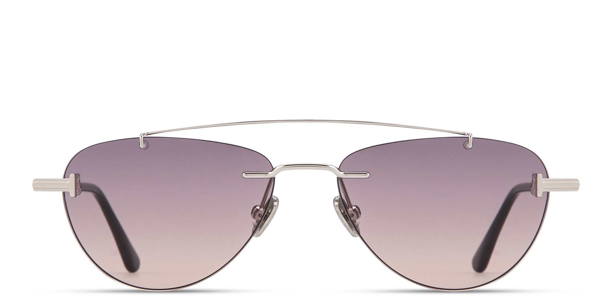 Shop TOM FORD Astor Rimless Pilot Sunglasses in Palladium online.