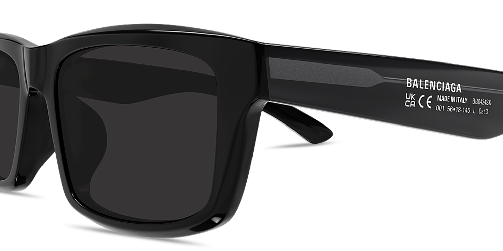 Shop BALENCIAGA Soho Rectangle AF Sunglasses in Black online.