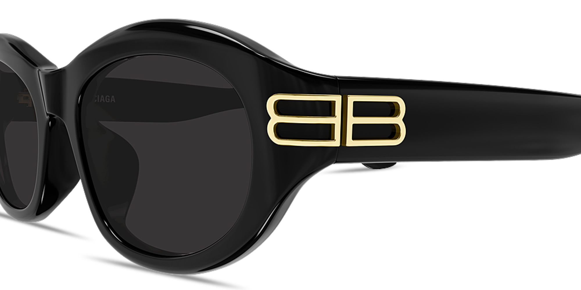 Shop BALENCIAGA BB Oval Sunglasses in Black online.