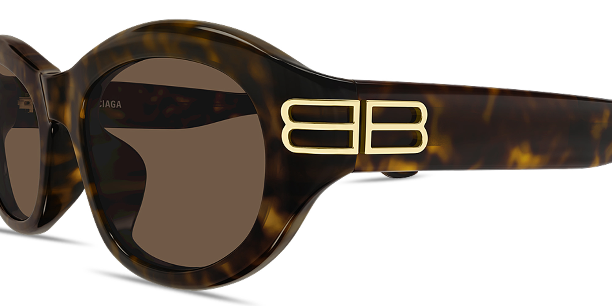 Shop BALENCIAGA BB Oval Sunglasses in Havana online.