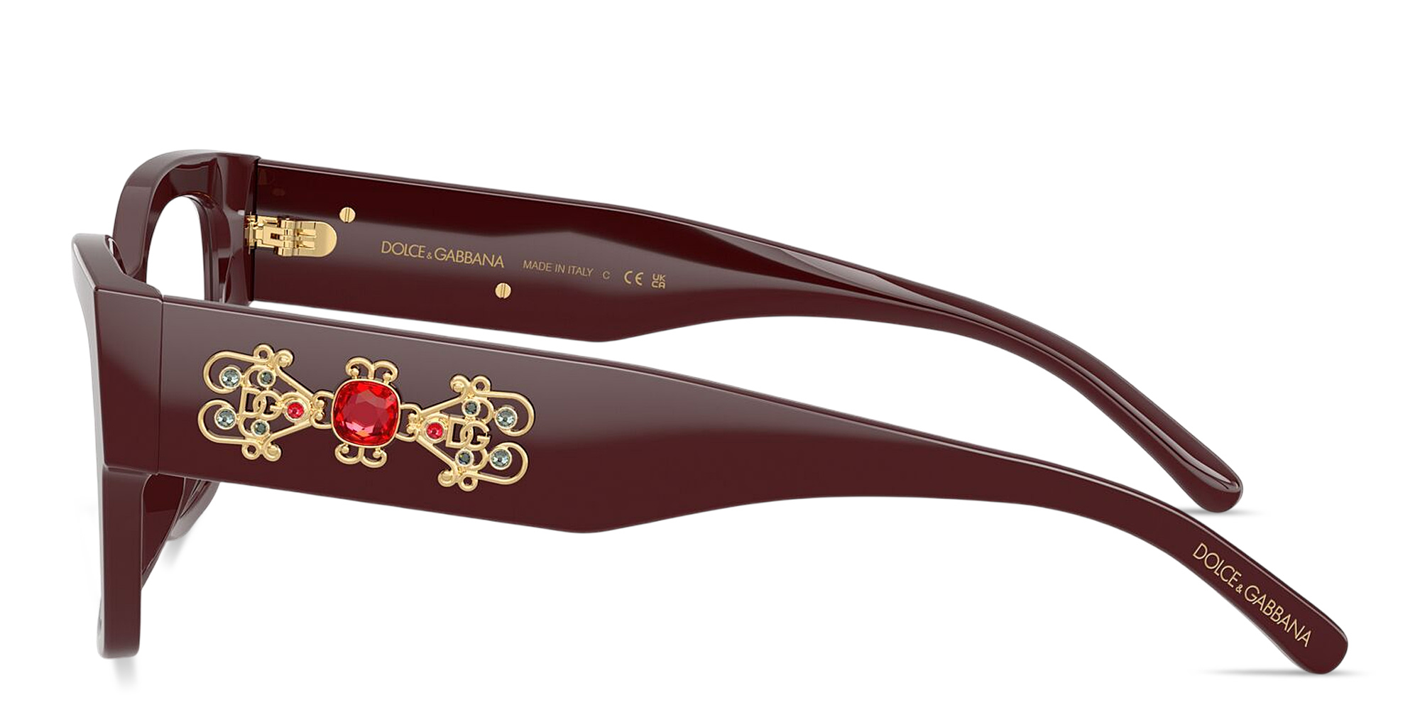 Shop Dolce & Gabbana Bee Butterfly Eyeglasses in Bordeaux online.