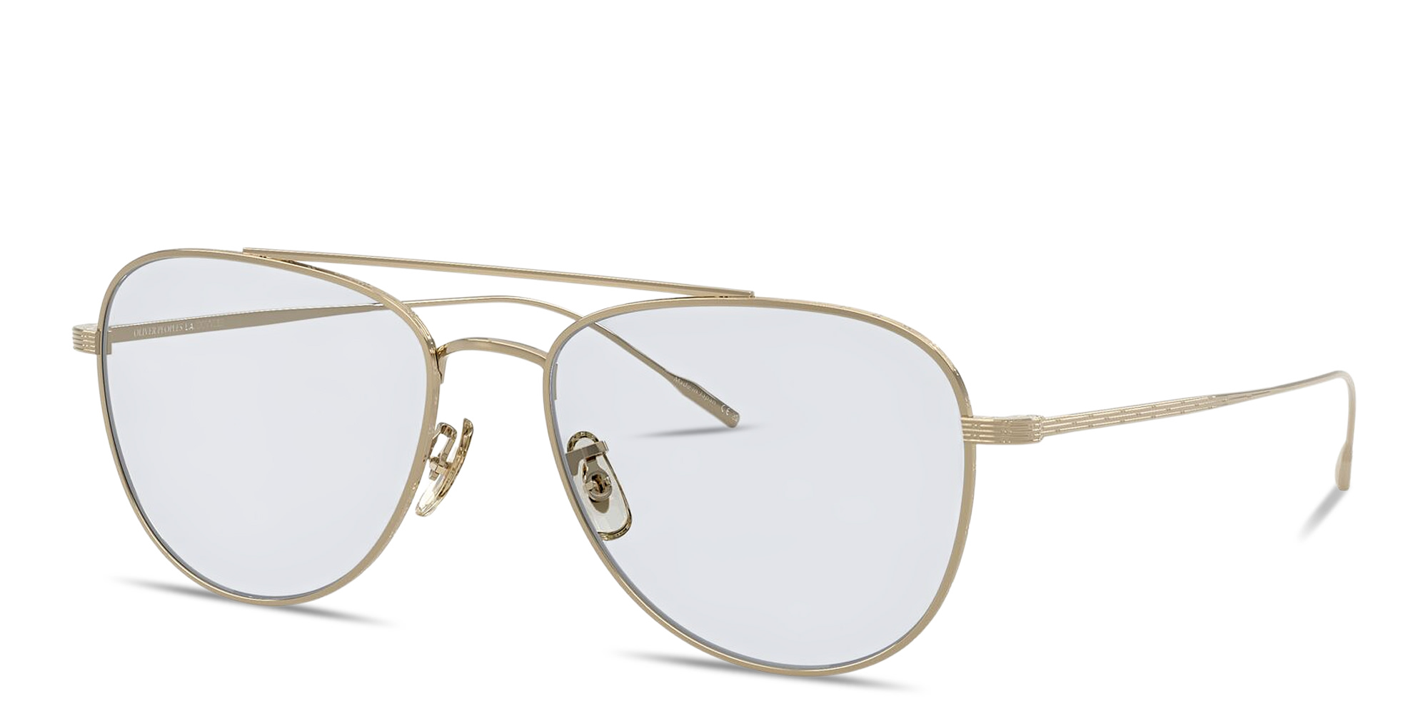 Shop OLIVER PEOPLES Stilson Unisex Wide Pilot Eyeglasses in Gold online.