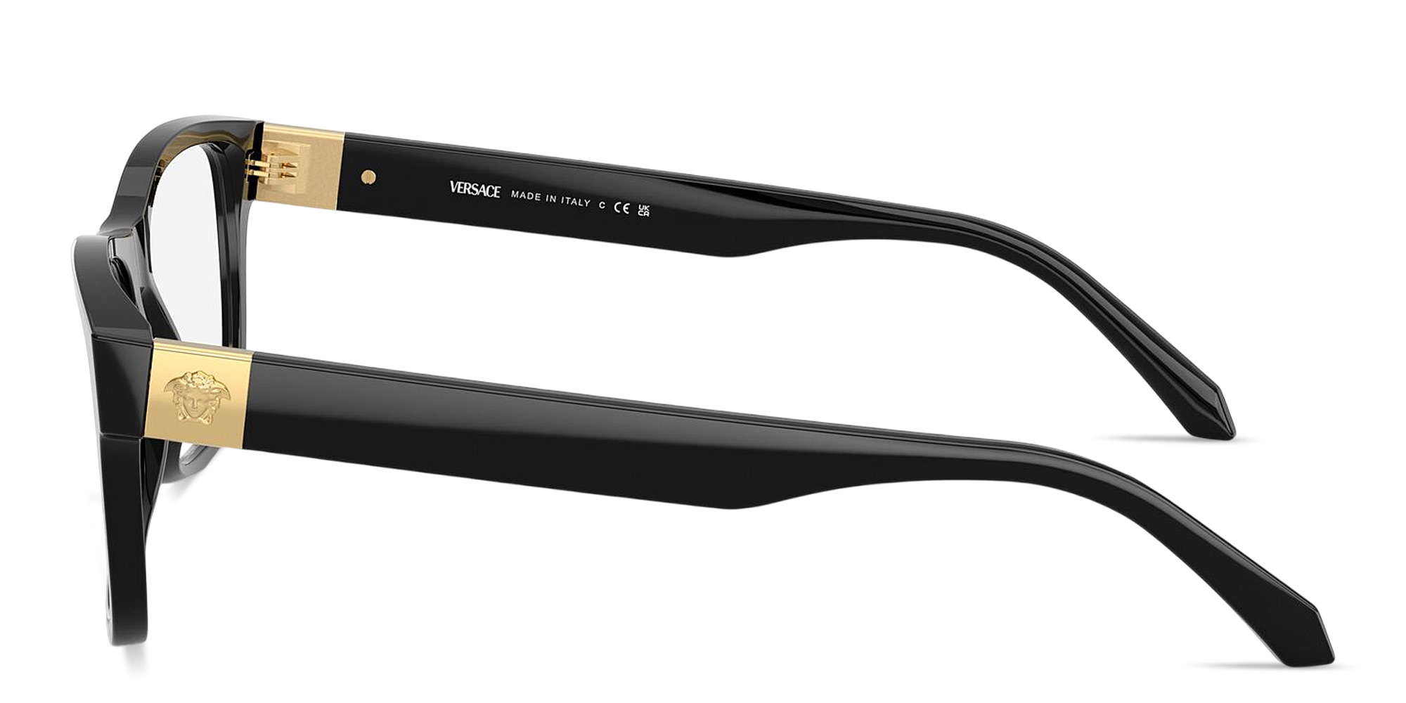 Shop VERSACE Medusa Wide Square Eyeglasses in Black online.