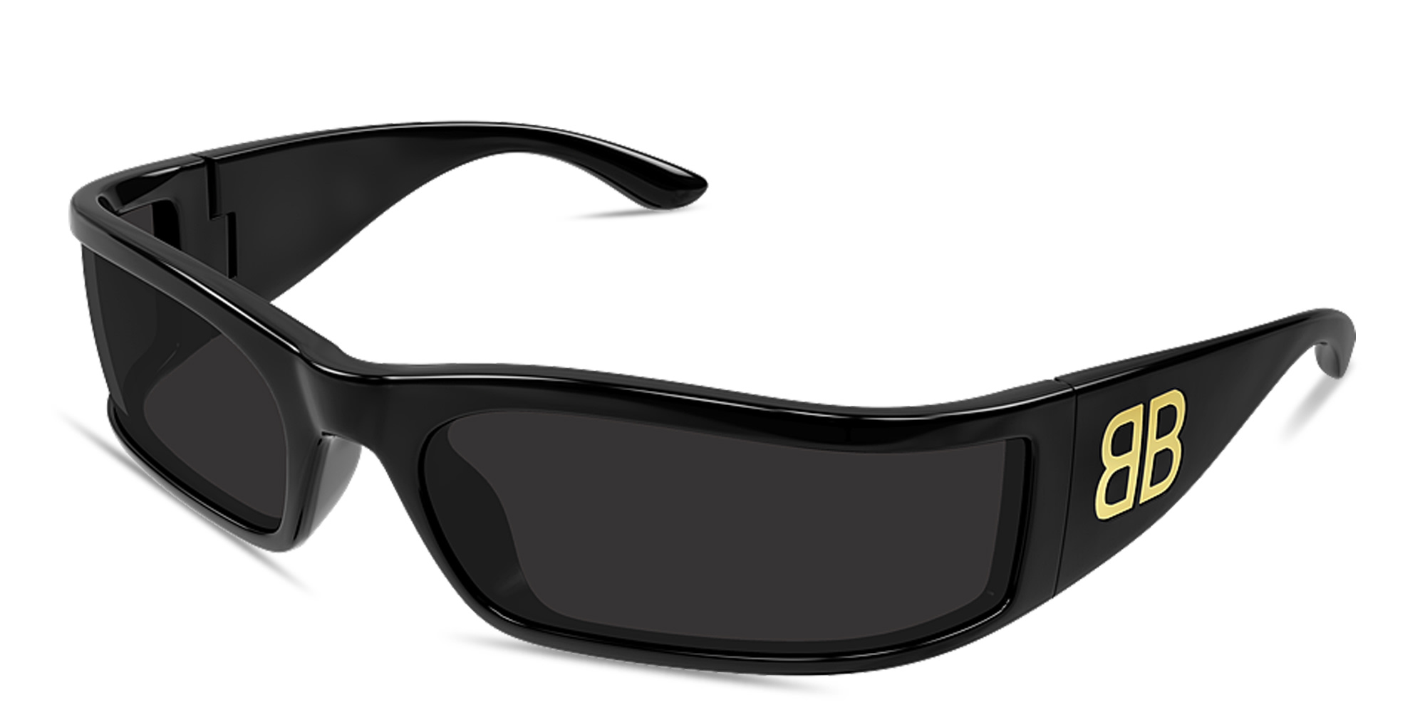Shop BALENCIAGA BB Unisex Wide Mask Sunglasses in Black online.