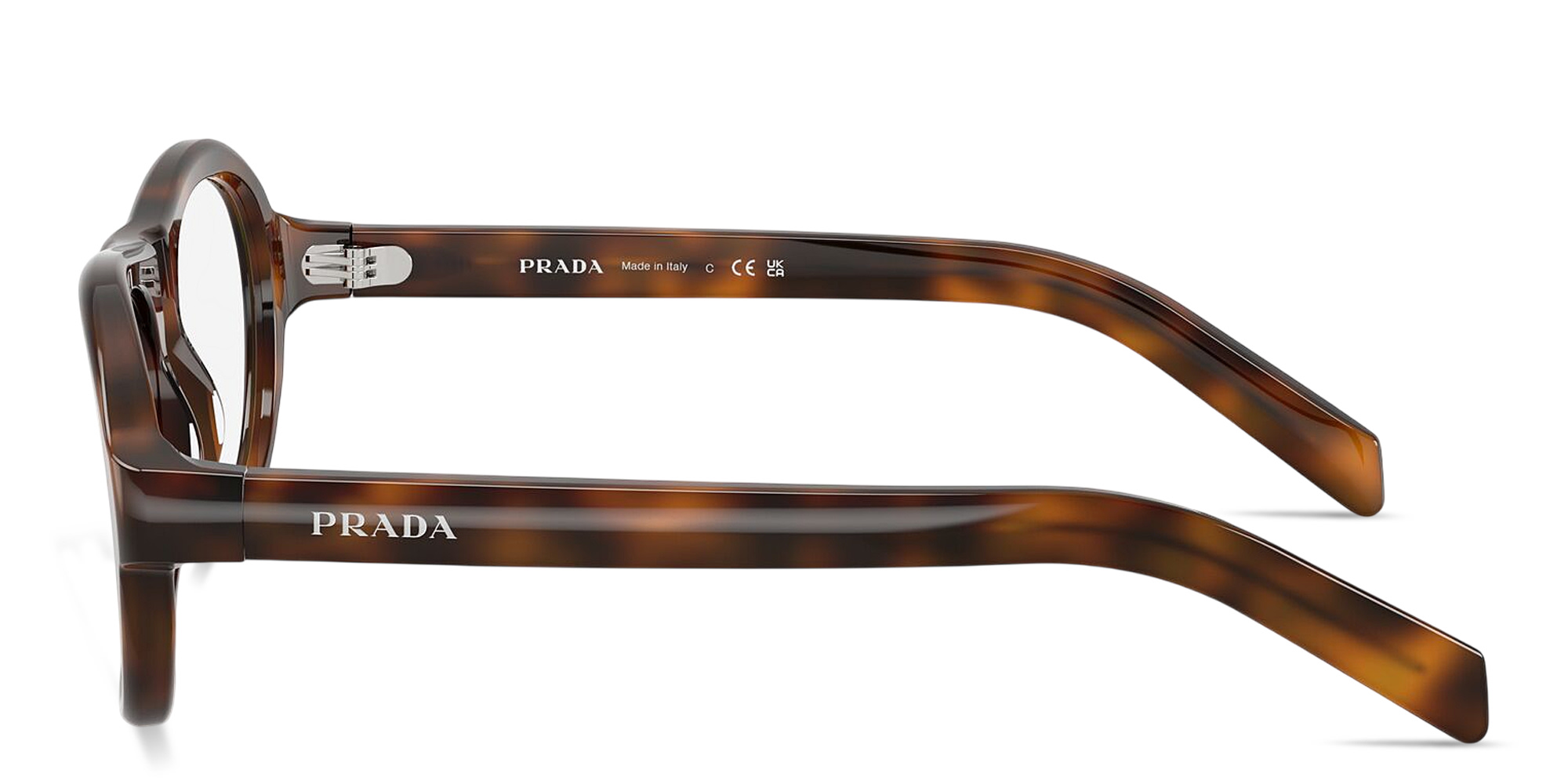 Shop PRADA Logo Signature Aviator Eyeglasses in Tortoise online.