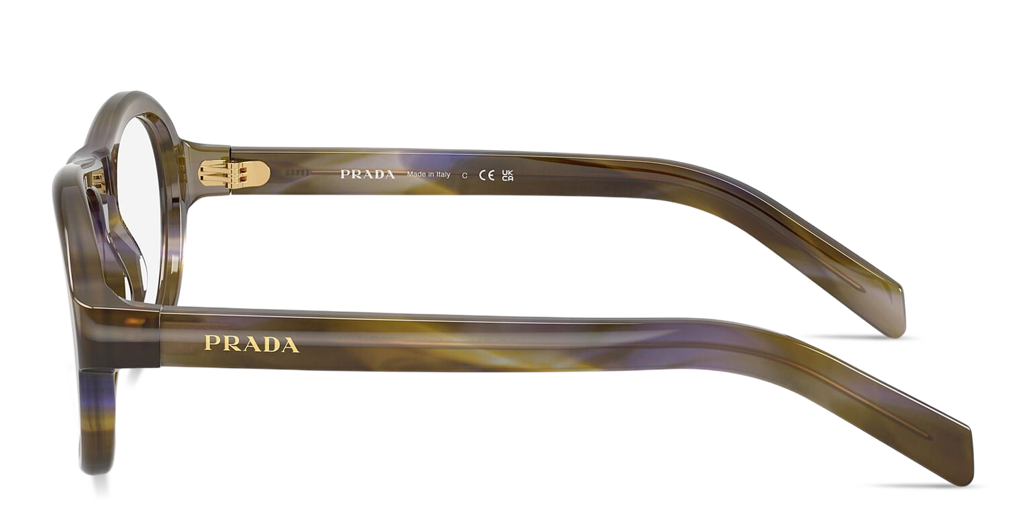 Shop PRADA Logo Signature Aviator Eyeglasses in Brown Blue online.
