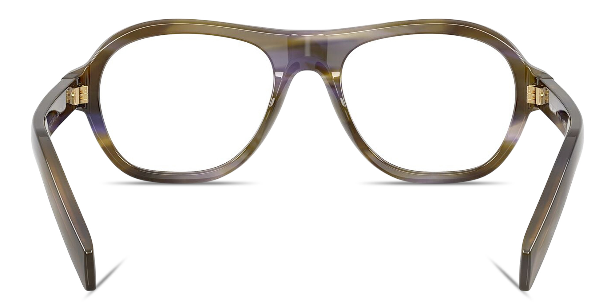 Shop PRADA Logo Signature Aviator Eyeglasses in Brown Blue online.