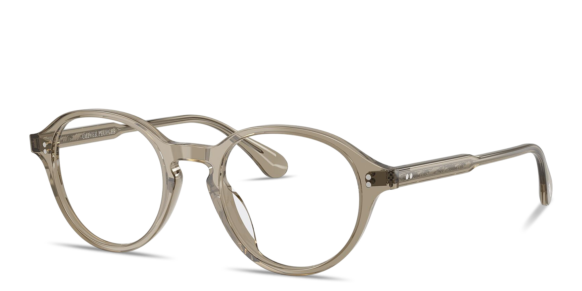 Shop OLIVER PEOPLES Logo Signature Unisex Panthos Eyeglasses in Sencha online.