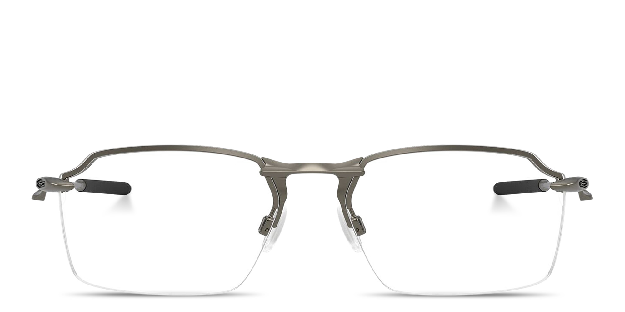 Shop Oakley Tailback 2.0 Wide Half-Rim Rectangle Eyeglasses in Matte Gunmetal online.