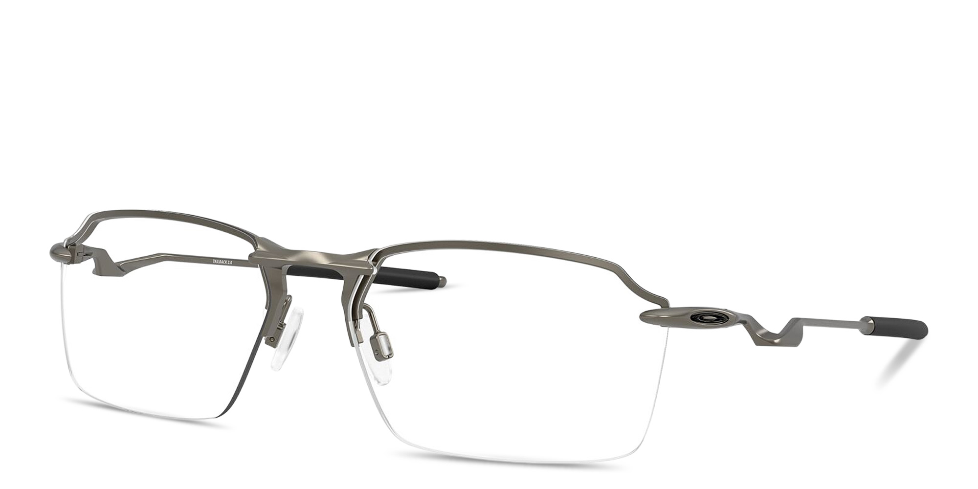 Shop Oakley Tailback 2.0 Wide Half-Rim Rectangle Eyeglasses in Matte Gunmetal online.