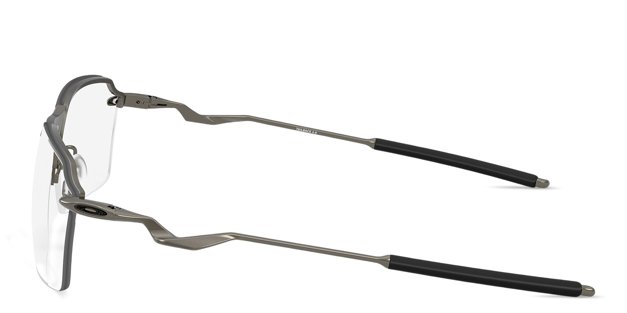 Shop Oakley Tailback 2.0 Wide Half-Rim Rectangle Eyeglasses in Matte Gunmetal online.