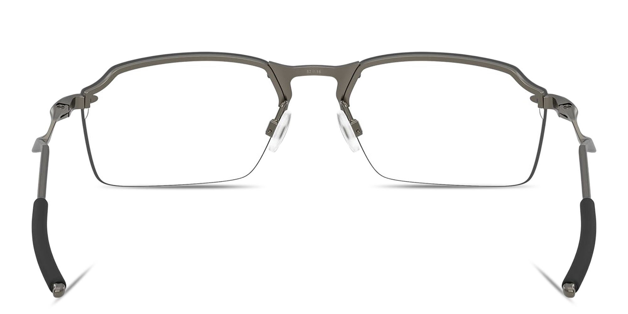 Shop Oakley Tailback 2.0 Wide Half-Rim Rectangle Eyeglasses in Matte Gunmetal online.