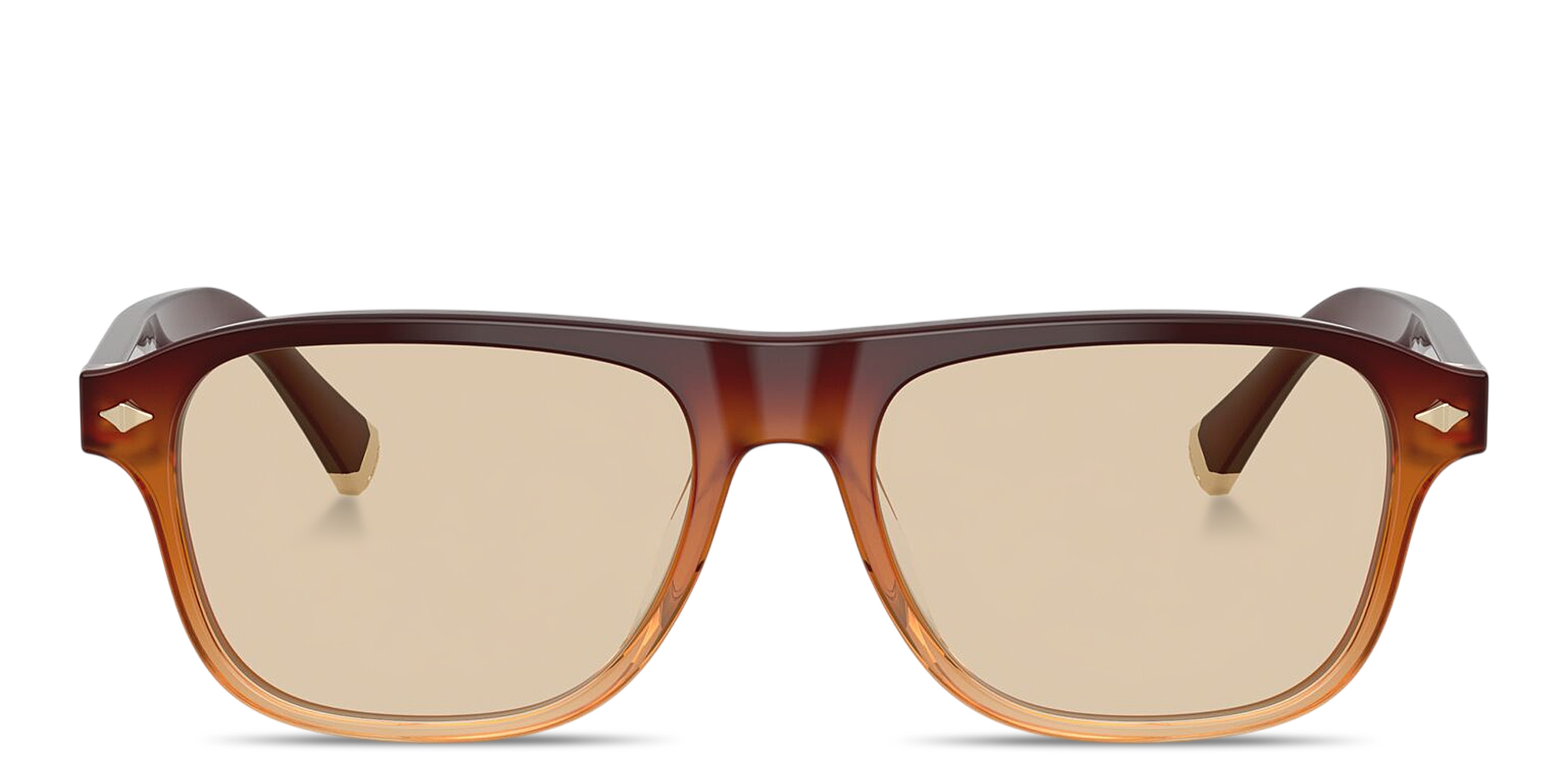 Shop BRUNELLO CUCINELLI Intarsia Rays Wide Pillow Eyeglasses in Gradient Brown online.