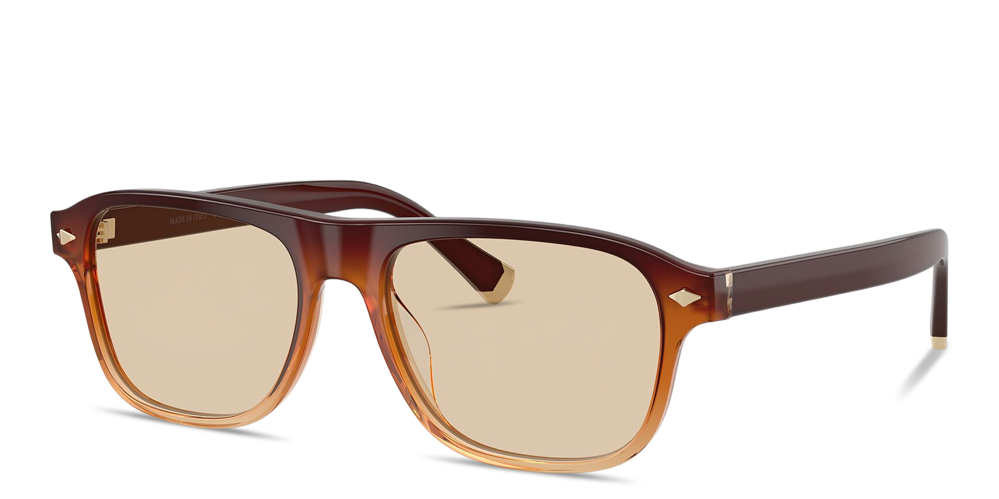 Shop BRUNELLO CUCINELLI Intarsia Rays Wide Pillow Eyeglasses in Gradient Brown online.