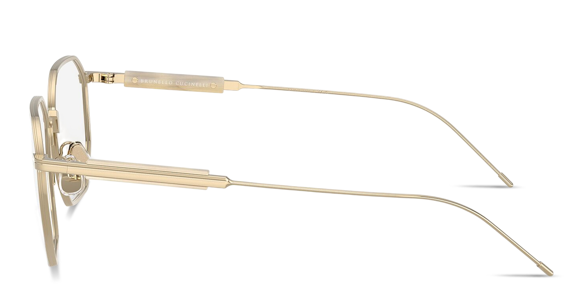 تسوق نظارات طبية غير منتظمة من التيتانيوم والقرن بعدسات الضوء الأزرق برونيلو كوتشينيلي بلون ذهبي أونلاين.