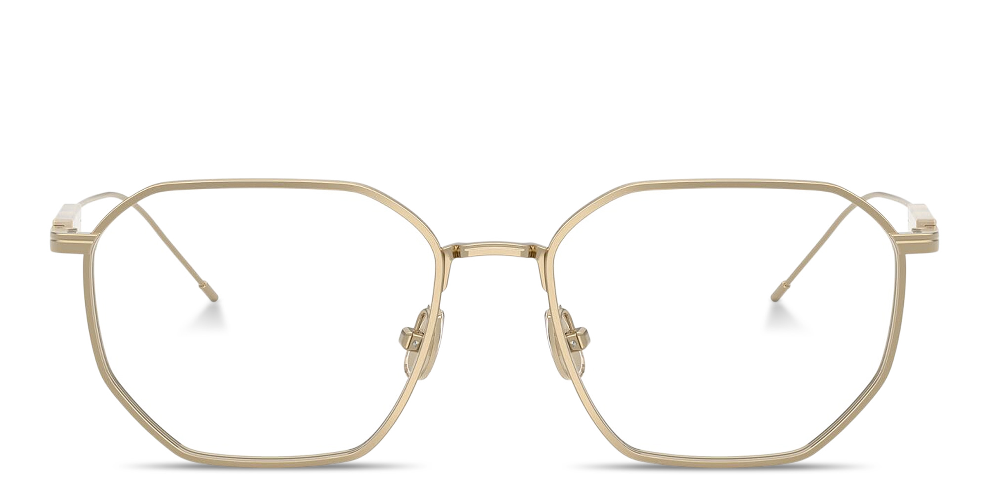 Shop BRUNELLO CUCINELLI Irregular Titanium and Horn Eyeglasses With Blue Light Lenses in Gold online.