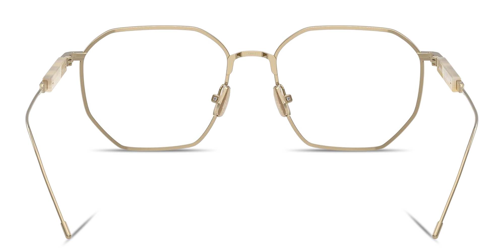 Shop BRUNELLO CUCINELLI Irregular Titanium and Horn Eyeglasses With Blue Light Lenses in Gold online.