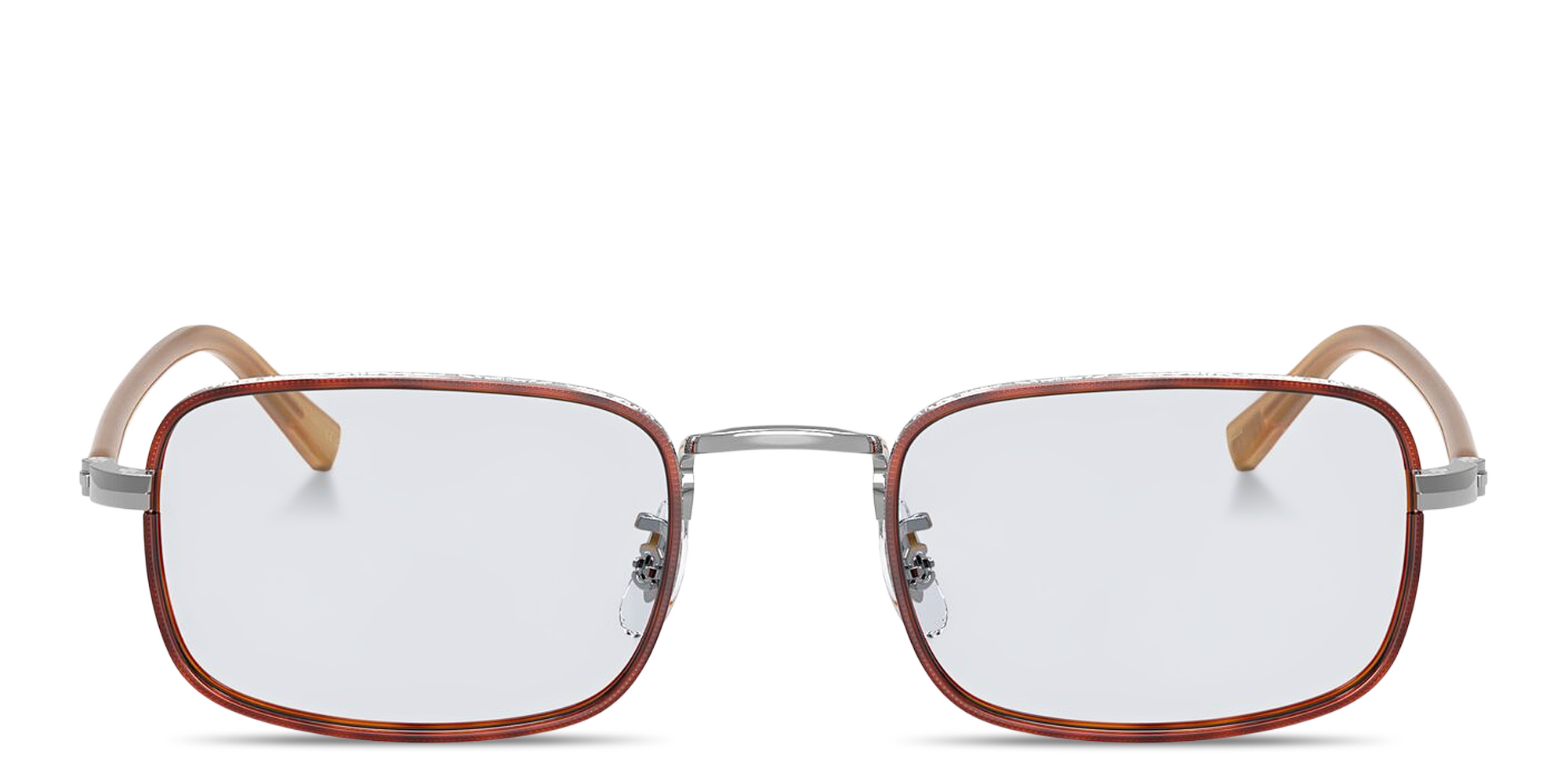 Shop OLIVER PEOPLES Brymer Unisex Rectangle Eyeglasses in Silver online.
