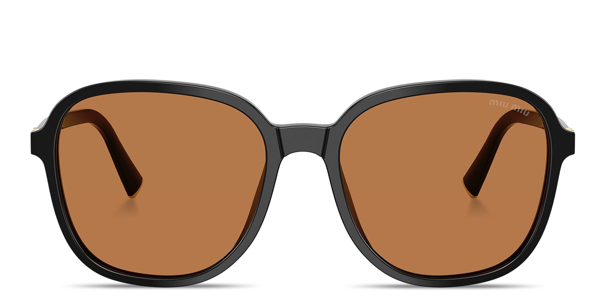 Shop MIU MIU Vertical Logo Oversized Square Sunglasses in Black online.