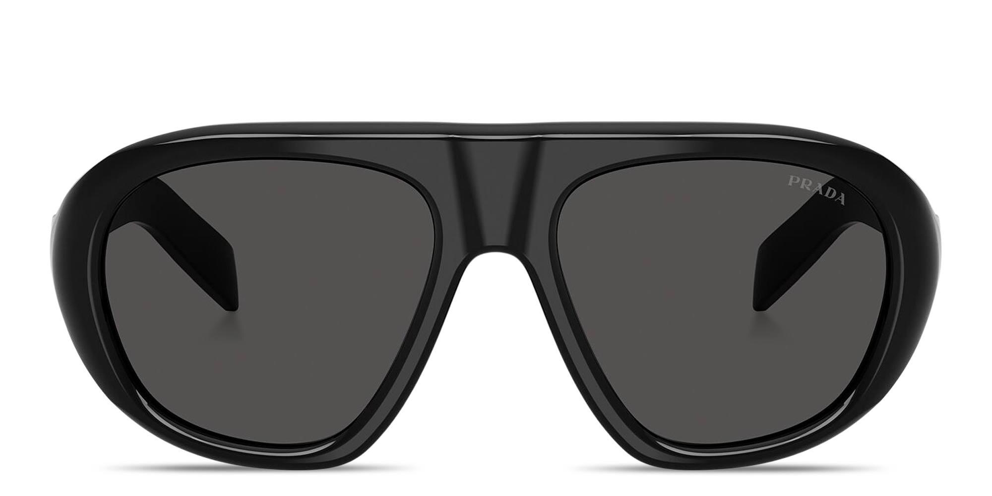 Shop PRADA Logo Signature Irregular Sunglasses in Black online.