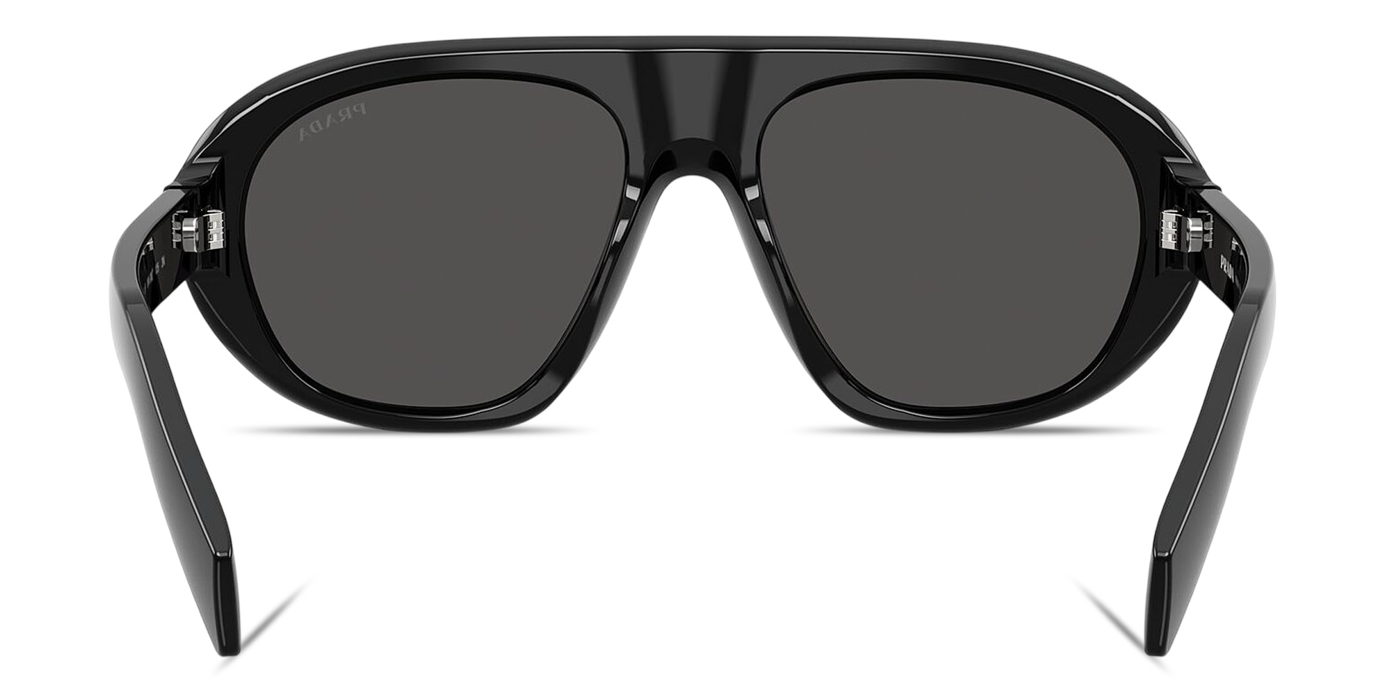 Shop PRADA Logo Signature Irregular Sunglasses in Black online.