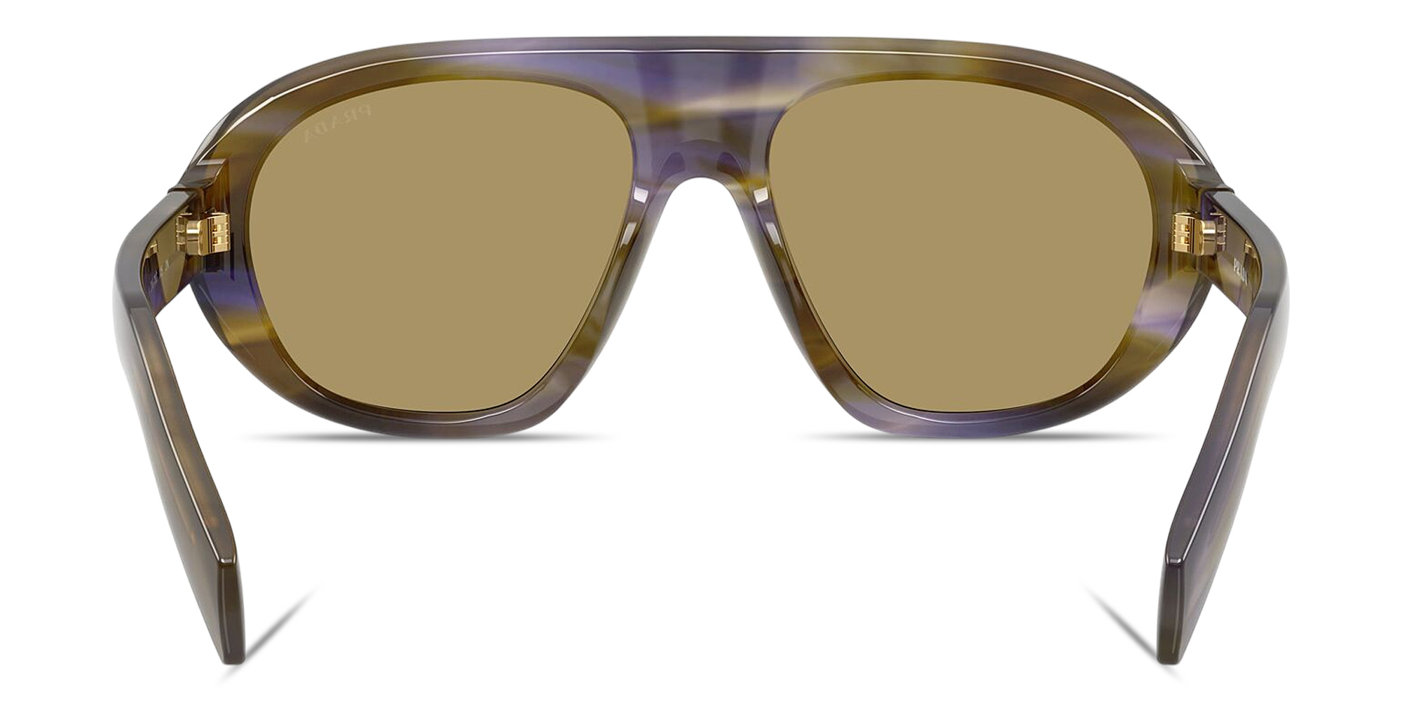 Shop PRADA Logo Signature Irregular Sunglasses in Striped Laguna online.