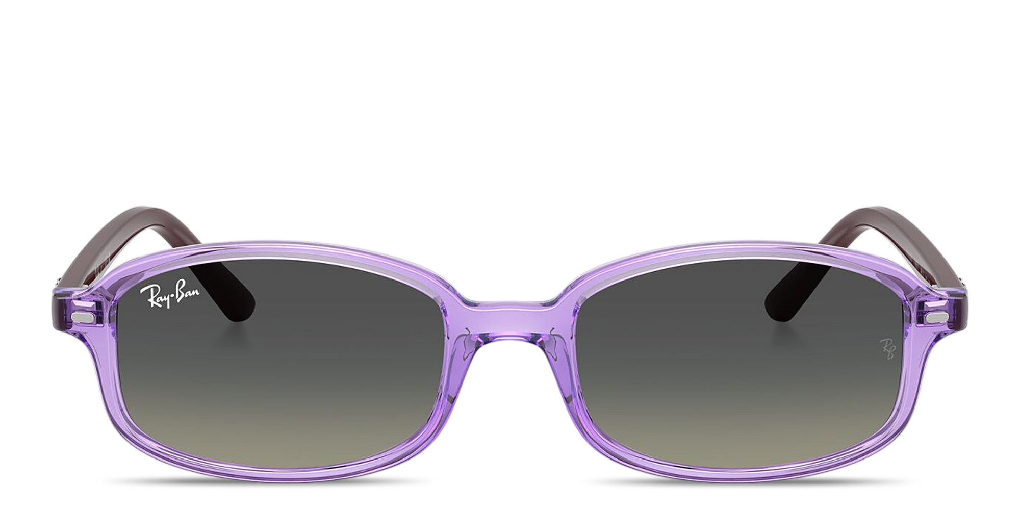 Shop Ray-Ban Logo Kids Irregular Sunglasses in Transparent Violet online.