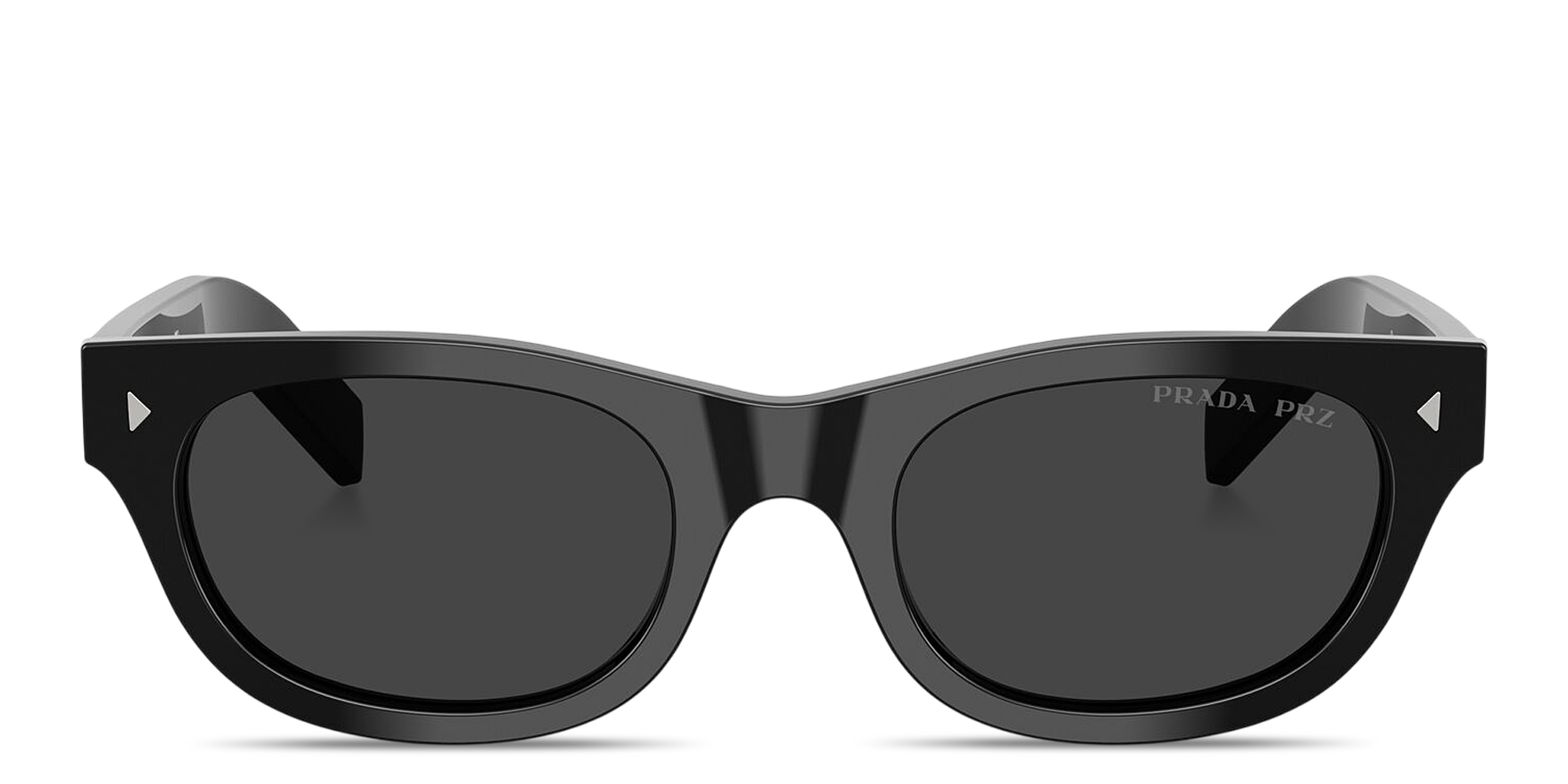 Shop PRADA Logo Signature Cat-Eye Sunglasses in Black online.