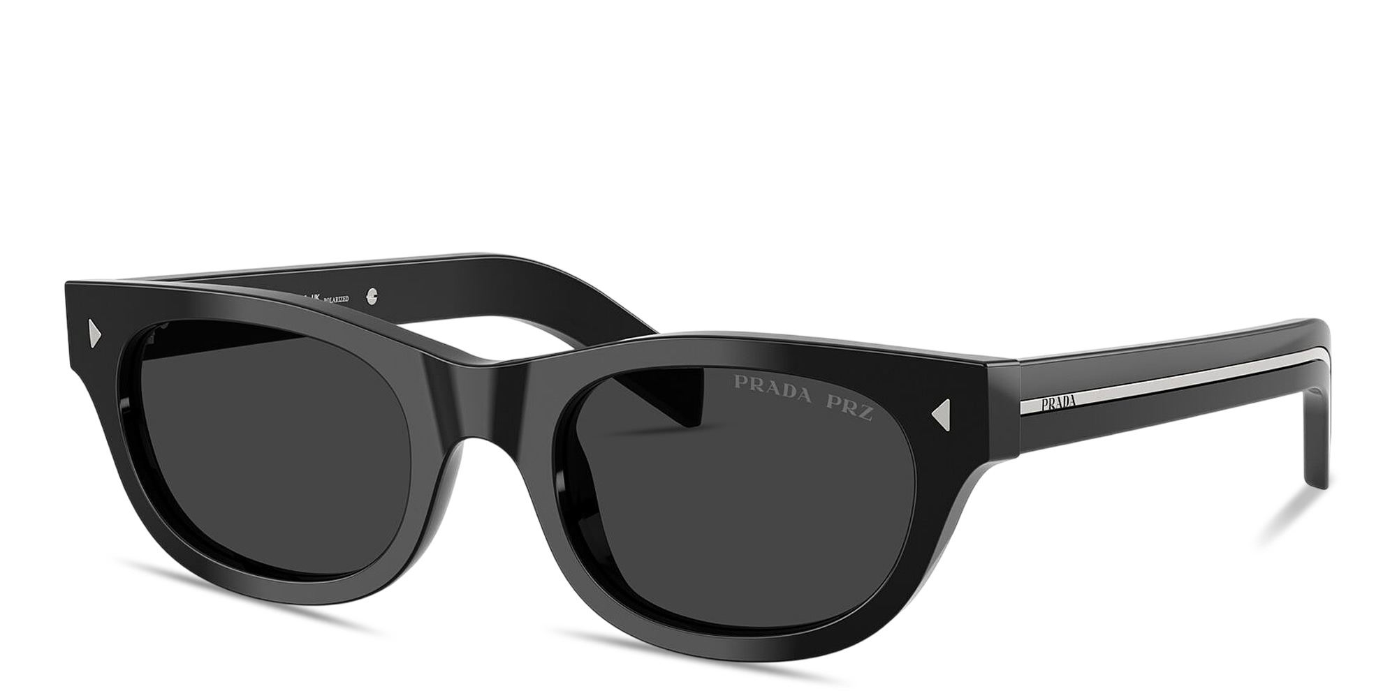 Shop PRADA Logo Signature Cat-Eye Sunglasses in Black online.