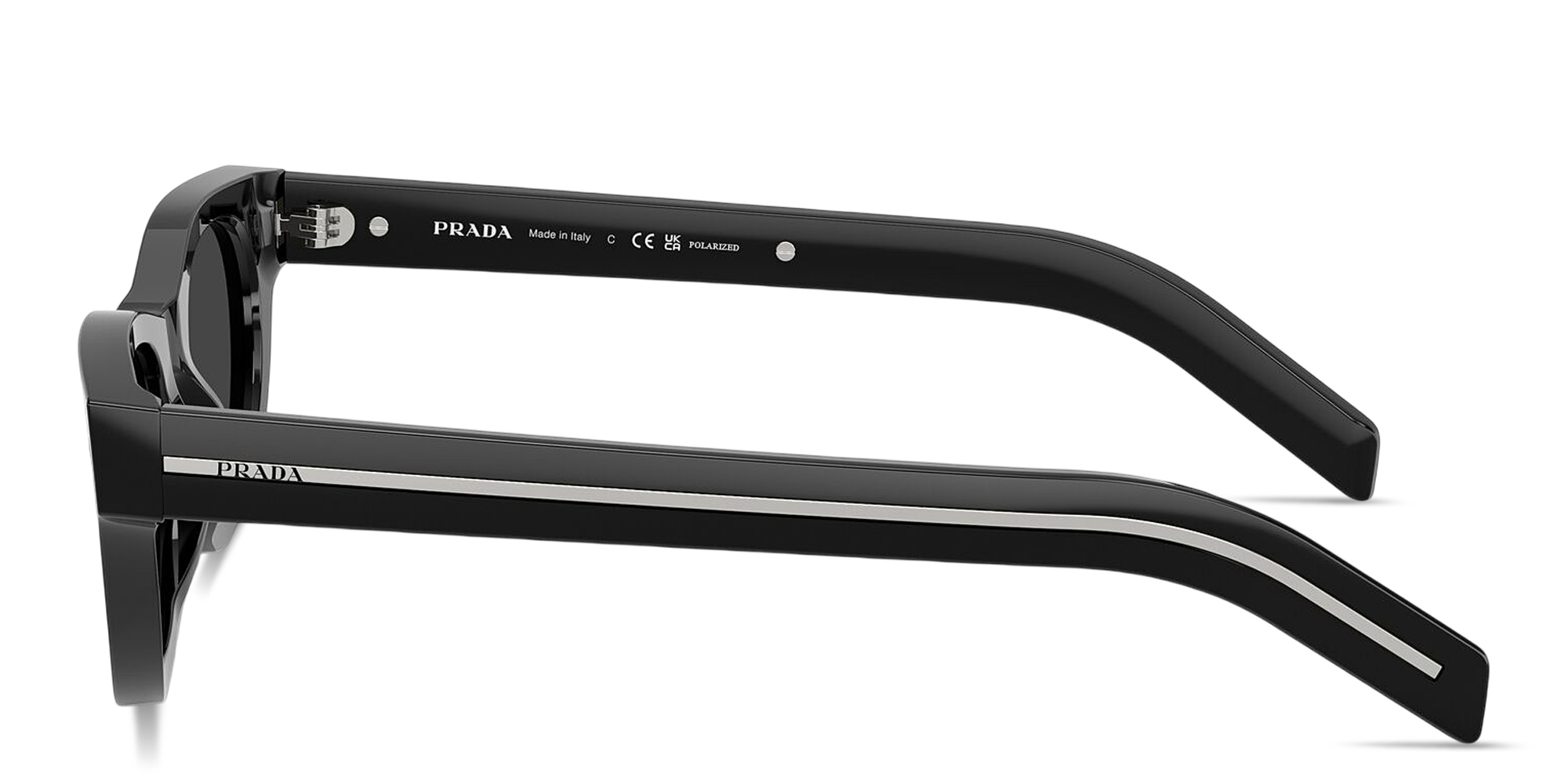 Shop PRADA Logo Signature Cat-Eye Sunglasses in Black online.