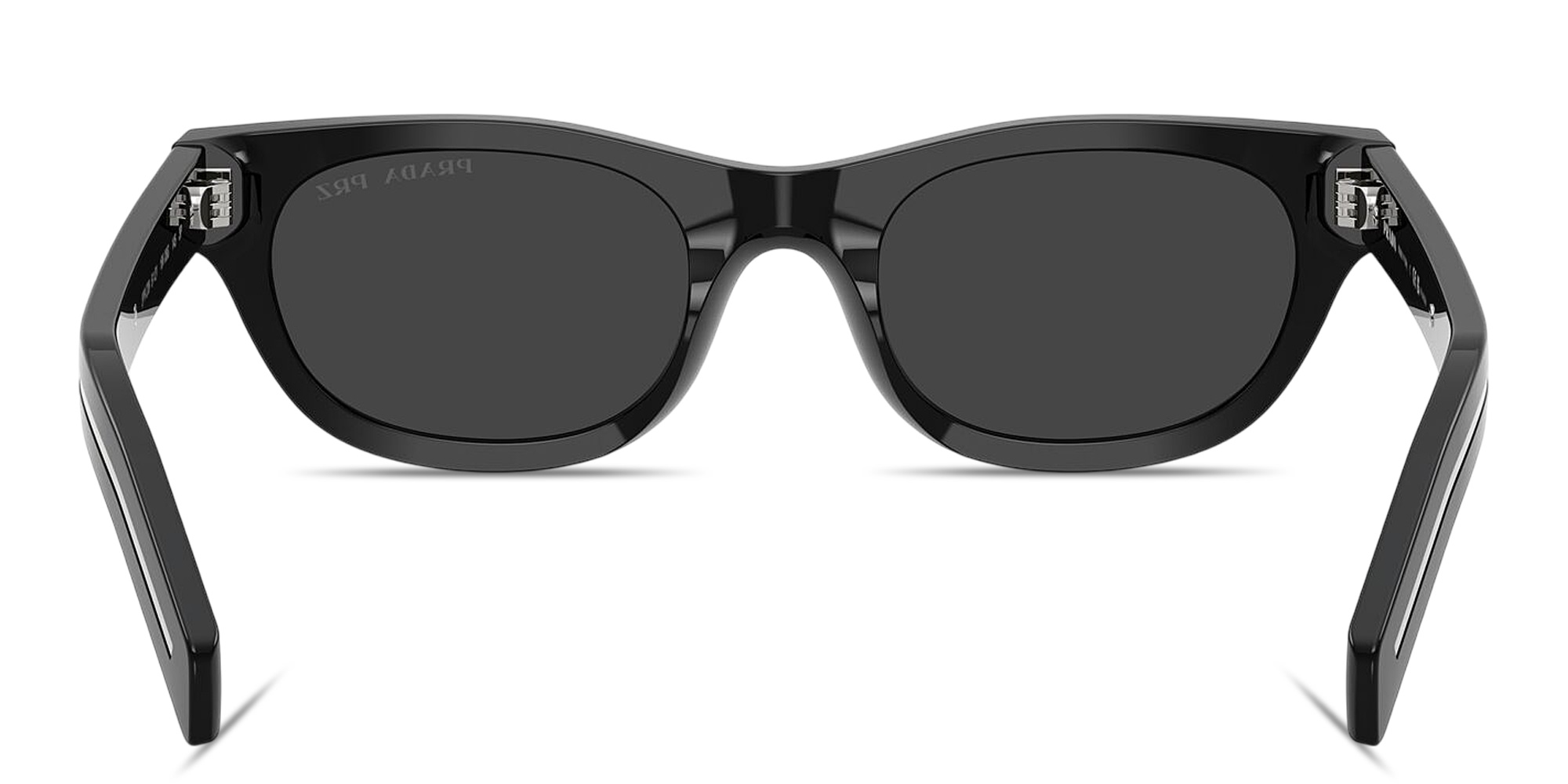 Shop PRADA Logo Signature Cat-Eye Sunglasses in Black online.
