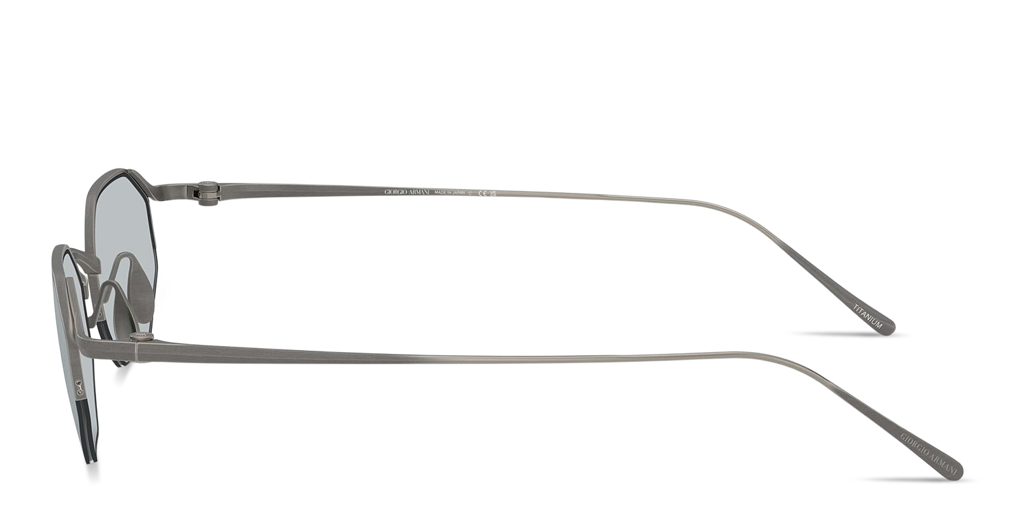 Shop GIORGIO ARMANI Logo Signature Half-Rim Rectangle Sunglasses in Matte Gunmetal online.