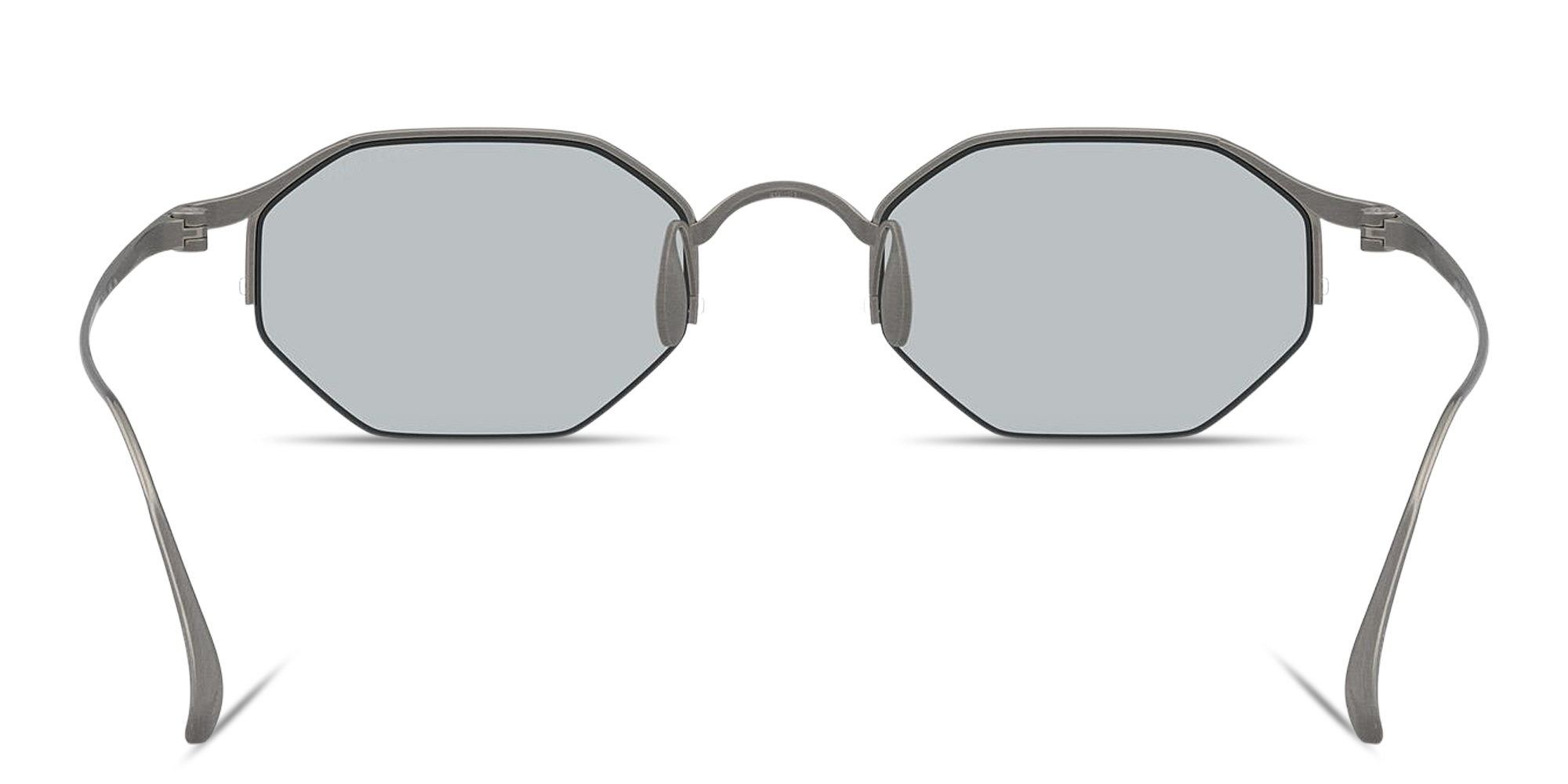Shop GIORGIO ARMANI Logo Signature Half-Rim Rectangle Sunglasses in Matte Gunmetal online.