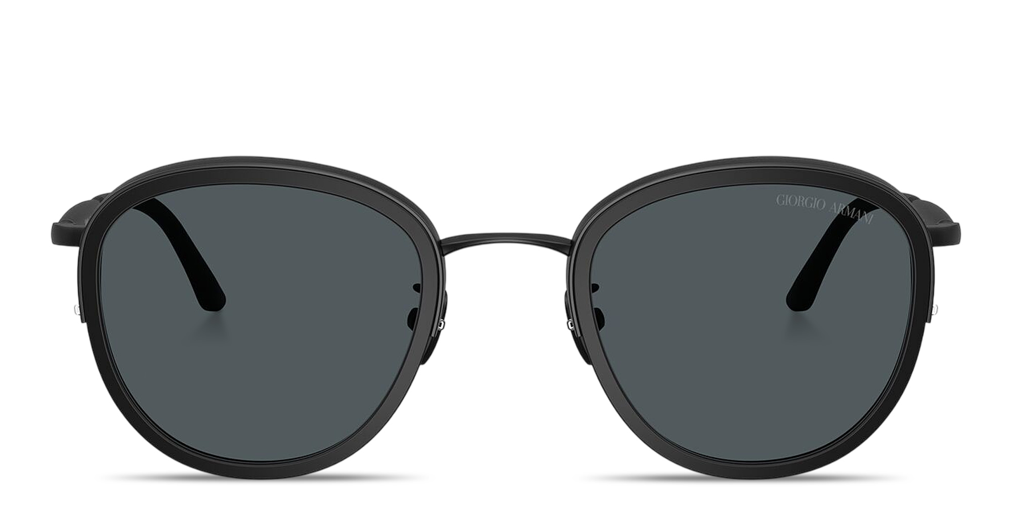 Shop GIORGIO ARMANI Logo Signature Panthos Sunglasses in Matte Black online.