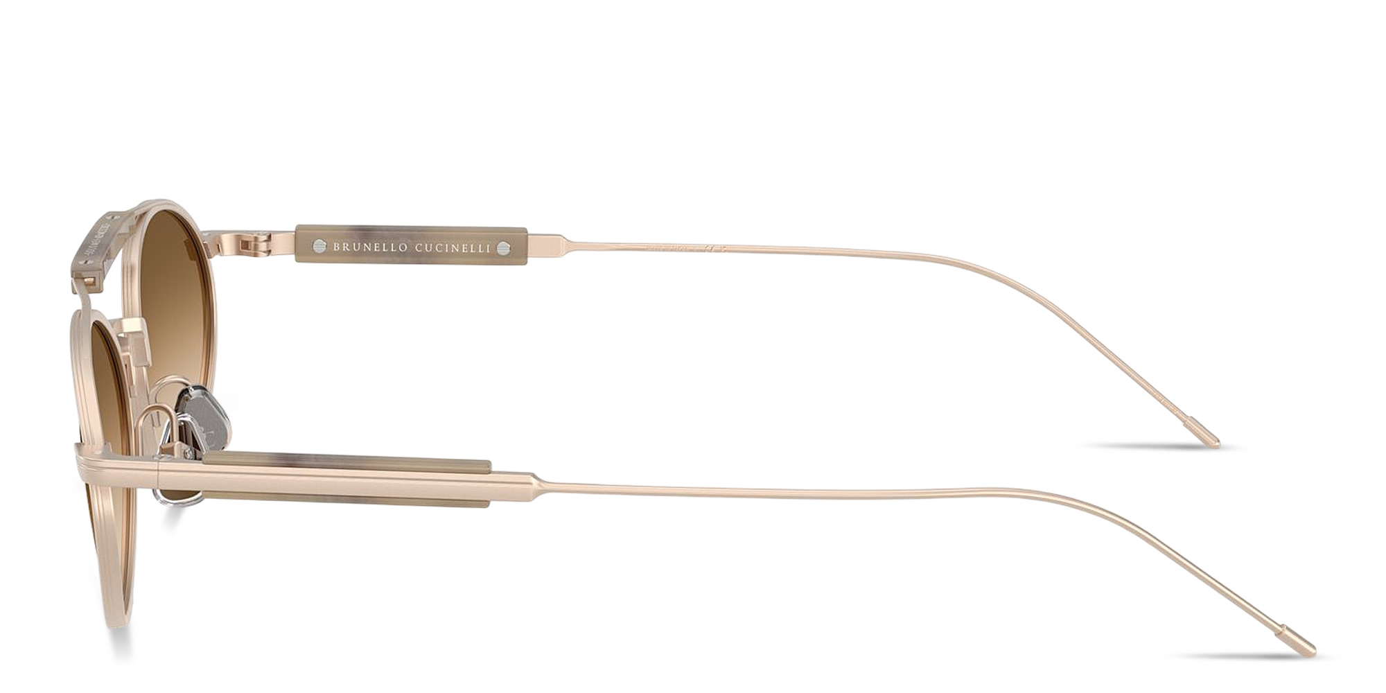 تسوق نظارات شمسية بيضاوية للجنسين بتوقيع العلامة برونيلو كوتشينيلي بلون ذهبي وردي أونلاين.