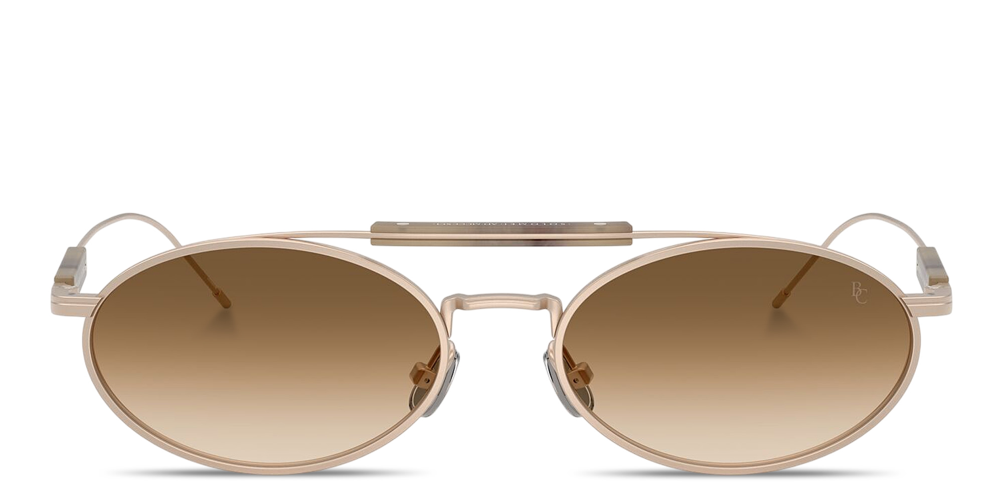 Shop BRUNELLO CUCINELLI Logo Signature Unisex Oval Sunglasses in Rose Gold online.