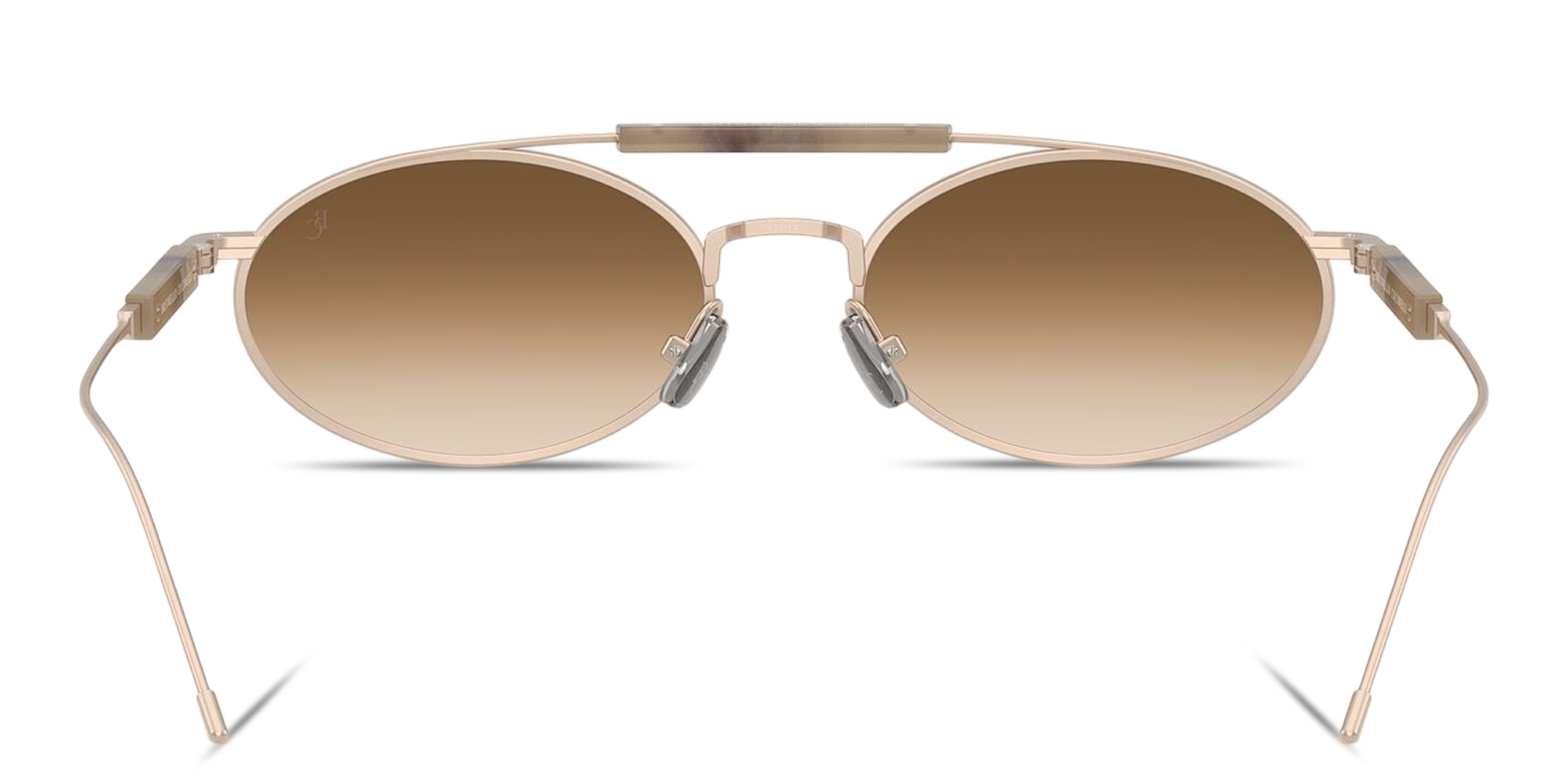 Shop BRUNELLO CUCINELLI Logo Signature Unisex Oval Sunglasses in Rose Gold online.