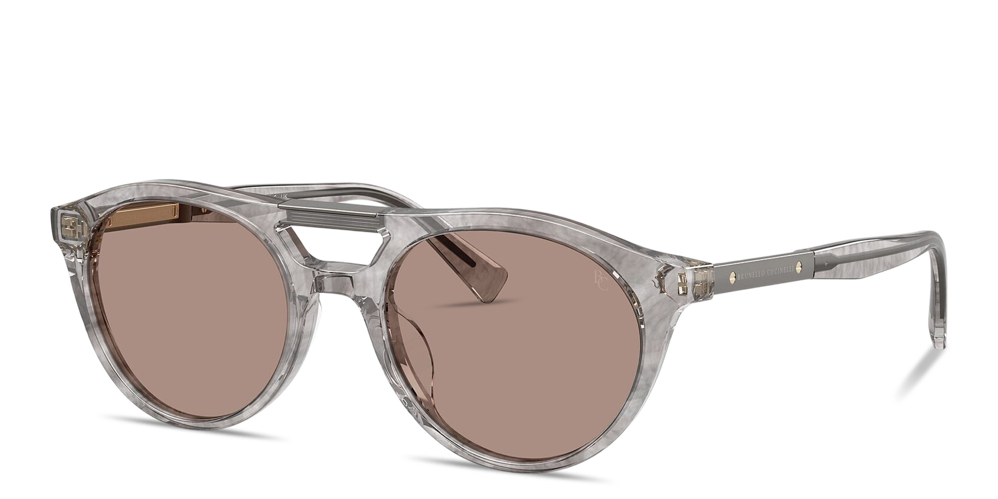 BRUNELLO CUCCINELLI Sartorial Sunset Unisex Oval Sunglasses in Cashmere Grey – Product Photo 2