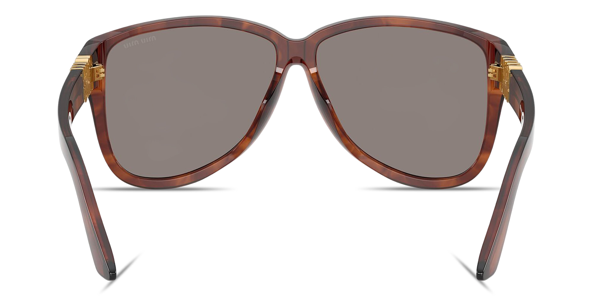 Shop MIU MIU Vertical Logo Oversized Pilot Sunglasses in Striped Tobacco online.