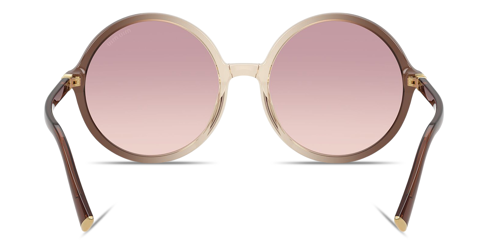 تسوق نظارات شمسية دائرية كبيرة بشعار العلامة العمودي ميو ميو بلون بني متدرج أونلاين.