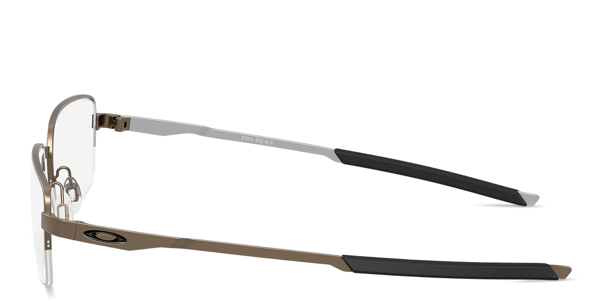 Shop Oakley Foil RQ 0.5 Unisex Wide Half-Rim Rectangle Eyeglasses in Pewter online.