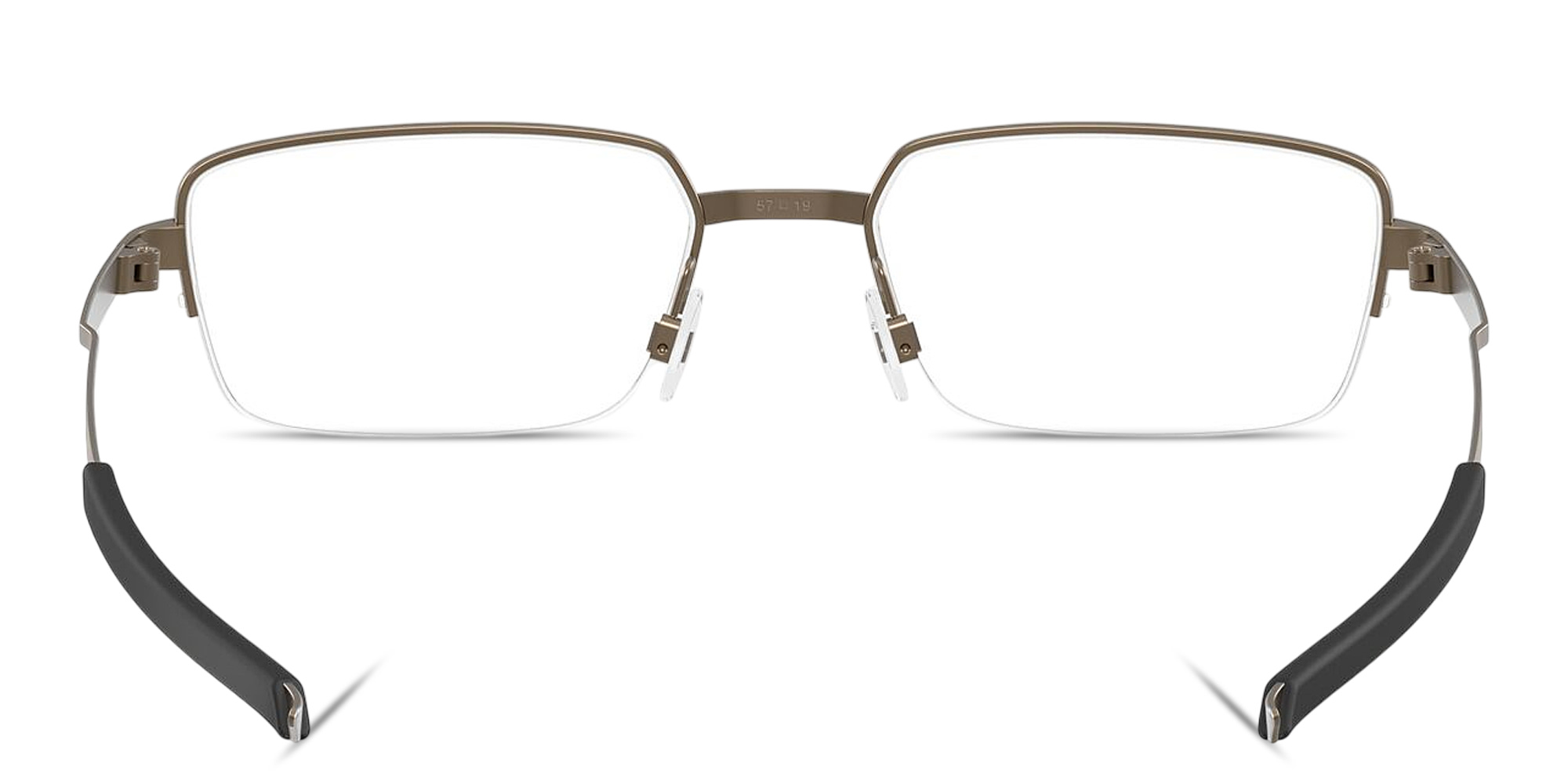 Shop Oakley Foil RQ 0.5 Unisex Wide Half-Rim Rectangle Eyeglasses in Pewter online.
