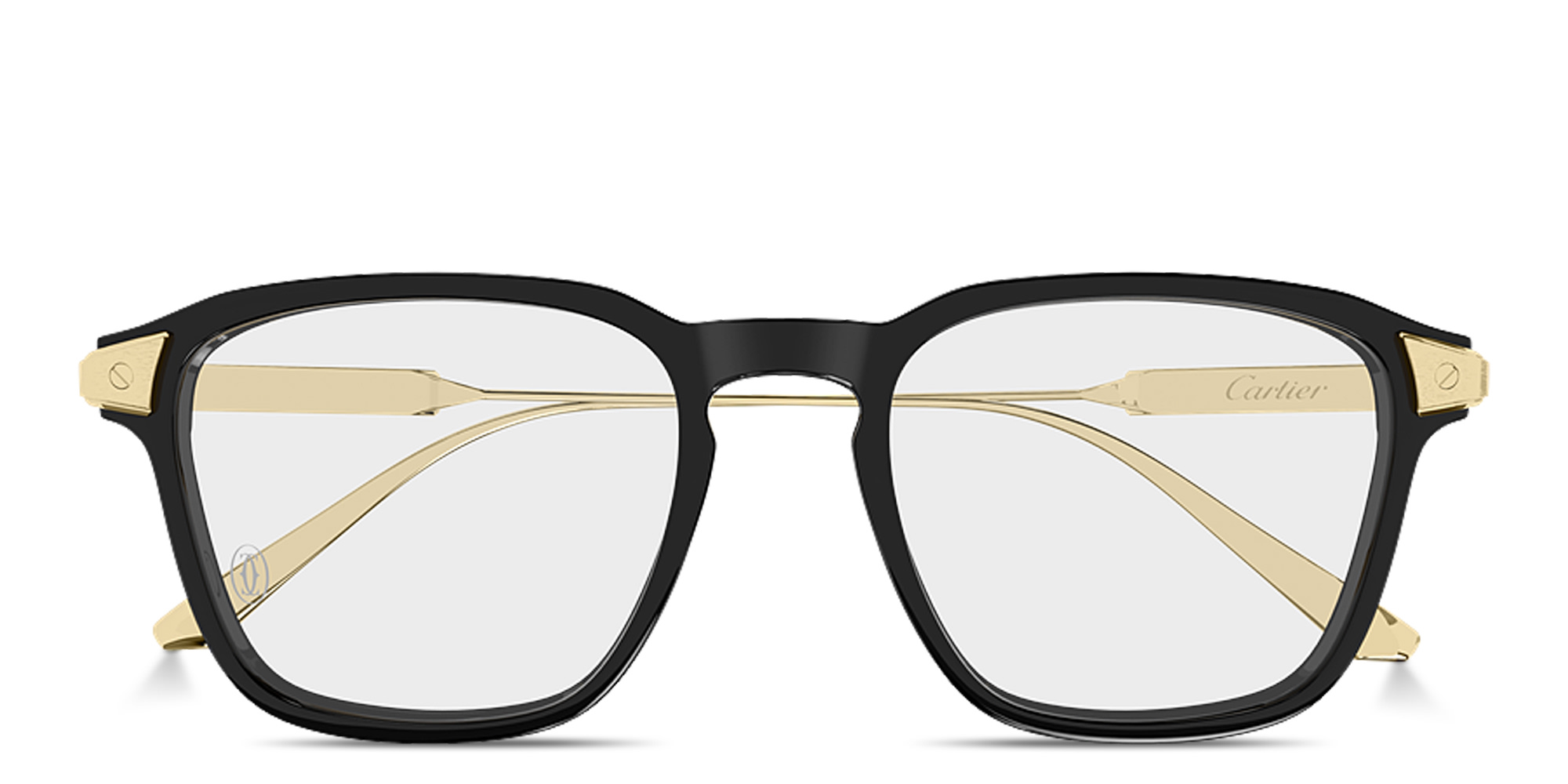 Shop Cartier Santos de Cartier Square Eyeglasses in Black online.